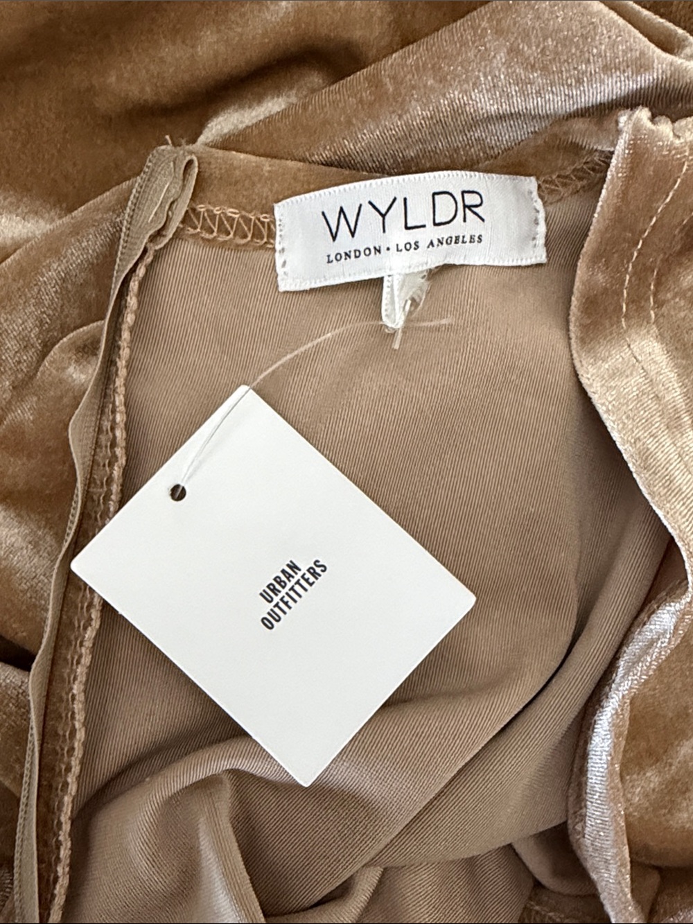 NWT Urban Outfitters WYLDR Velvet V-Neck Maxi Dress Sand Sable Size L - Picture 11 of 16